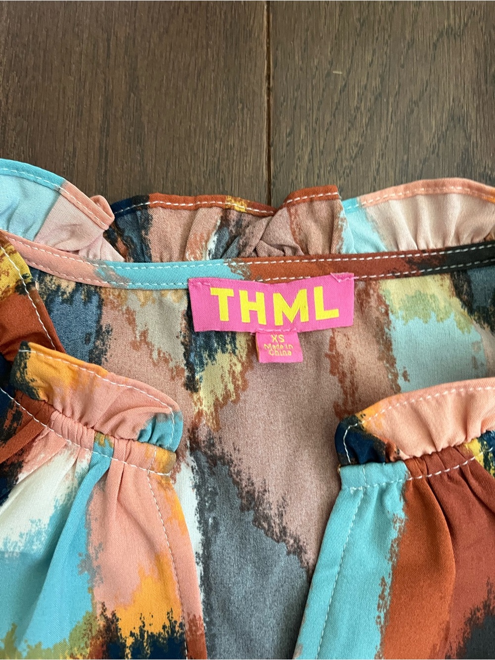 THML Printed Flutter Sleeve Top in Multi-Color - Picture 3 of 6